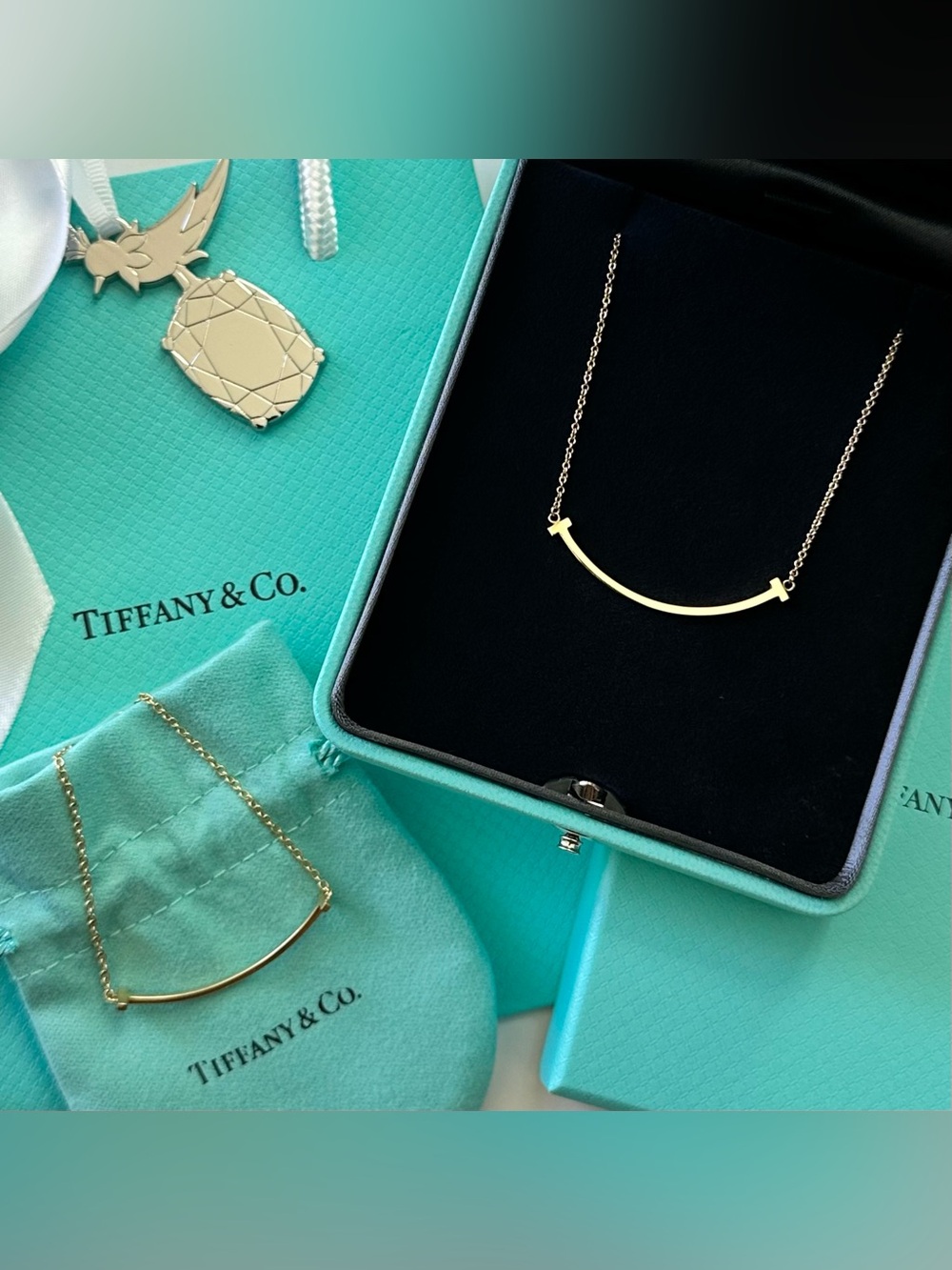 Tiffany & Co. Tiffany T Smile Pendant Necklace & Bracelet Small 18K Yellow Gold